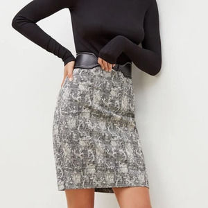 MINT MM. LAFLEUR Women's Cotton Blend Black/Cream Pencil Crackle Noho Skirt 12